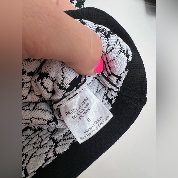 PARKER Nina Knit Jacquard Stretch Bandage Crop Top Black White Print small - Picture 4 of 5